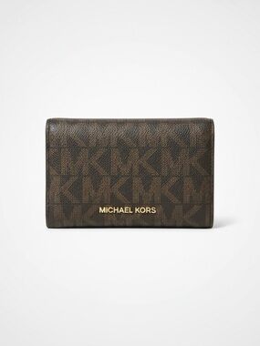Michael Kors Brown MK Logo Compact Continental Wallet